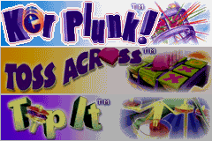 Kerplunk / Toss Across / Tip It title screen for GameBoy Advance